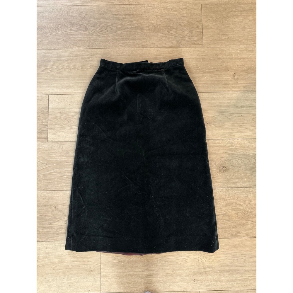 Vintage Black Velvet Midi Skirt – 27" Waist - Picture 2 of 6